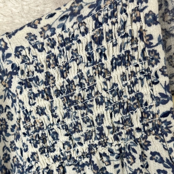 CYNTHIA ROWLEY Blouse Cottagecore Blue Floral Ditzy Top Medium - Picture 5 of 15